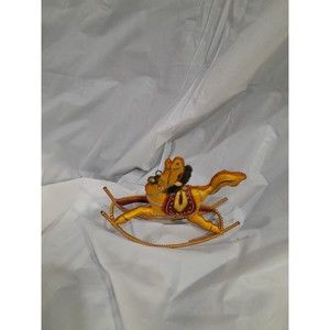 Vintage Chinese Satin Silk Rocking Horse Ornament 5.5" Inch Long
